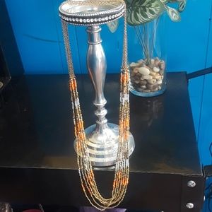 Multi-layer, handmade beaded necklace